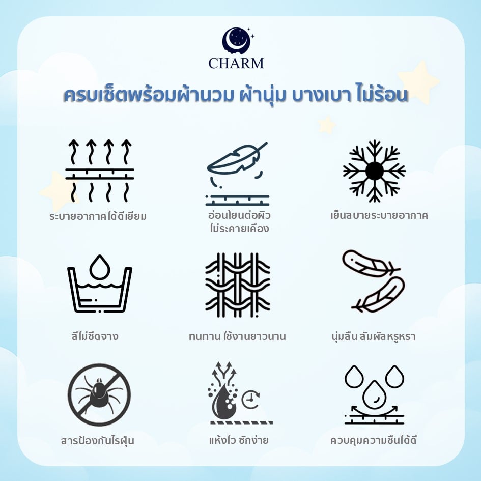 CHARM ชุดผ้าปูที่นอน + ผ้านวม .5 ฟุต 6 ชิ้น ลาย CHUBBY CAT คอลเลคชั่น DREAMY_4